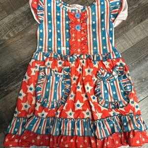 Girls Love Red and Blue Star Dress Size 5-6